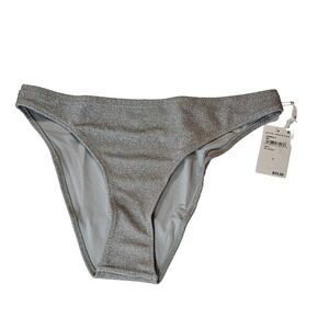 Good American Sparkle Better Bikini Bottom Full Swim  Silver Plus 2x Beach Pool